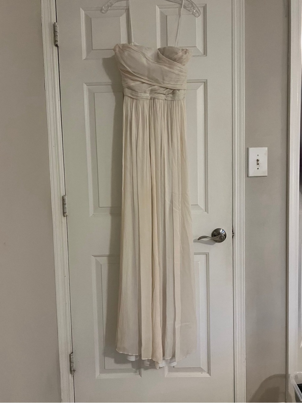 J. Crew Strapless Cream Chiffon Gown